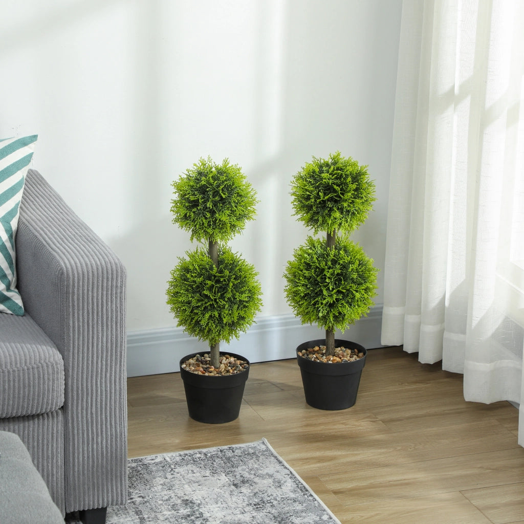 Piante artificiali decorative ¨C zephmum ¨C 2 pezzi, buxus sfera 60 cm, plastica, verde