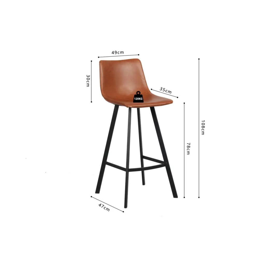 Set di 2 sgabelli da bar OZON - Colore Cognac - Seduta in PU - Comfort moderno e stile elegante