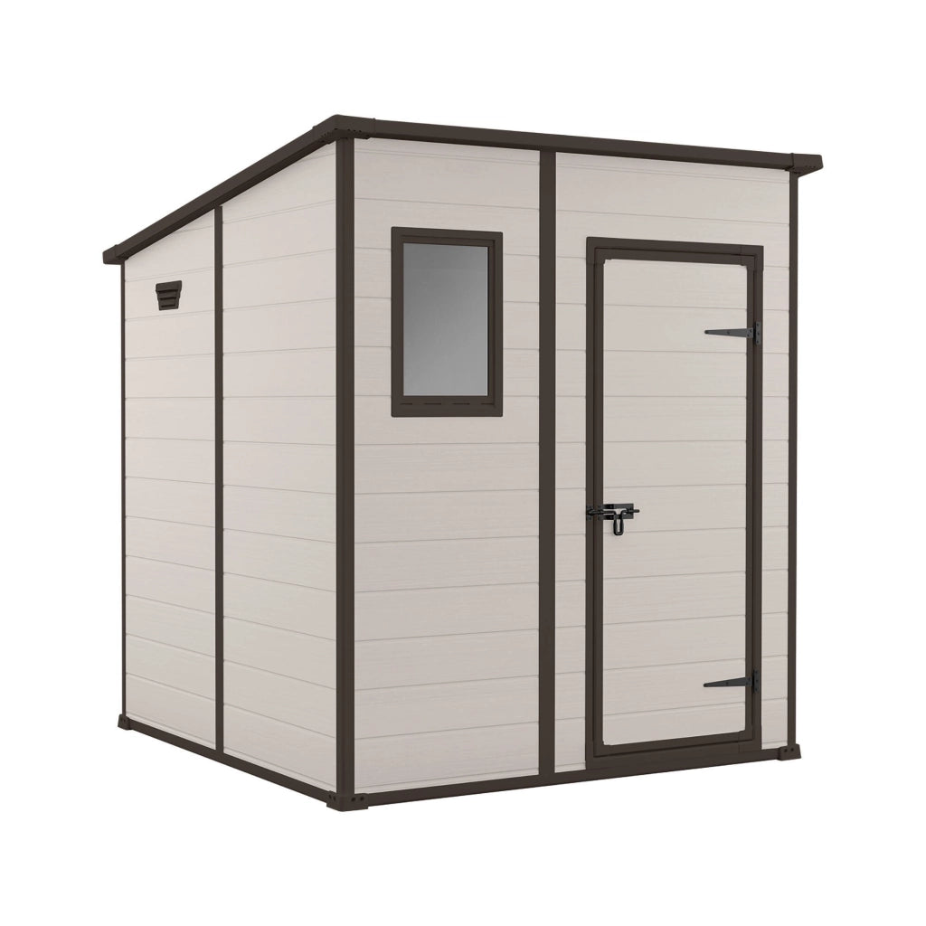Casetta da giardino Cranbrook, Capanno da esterno, Rimessa da giardino, Ripostiglio per attrezzi, 184x185 h200 cm, Beige