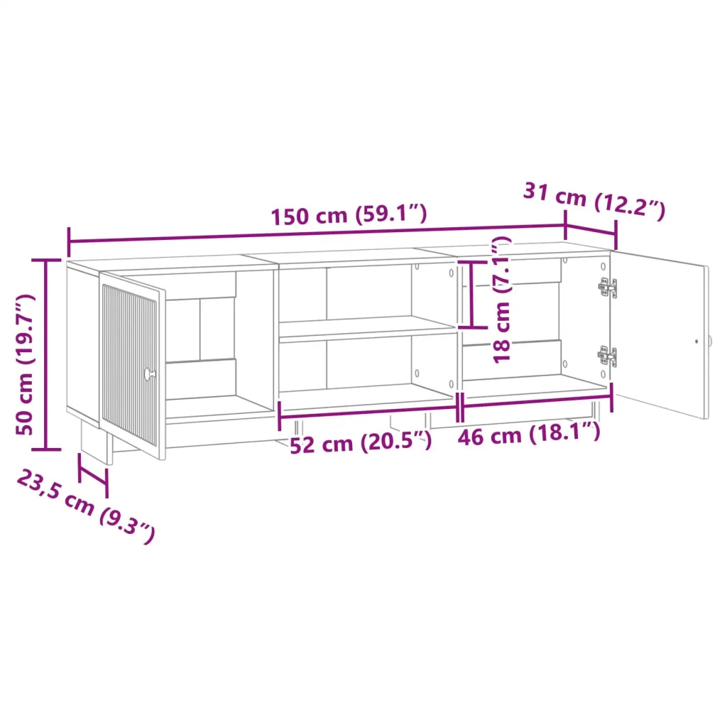 Mobile TV-Credenza per TV Quercia Affumicata 150 x 31 x 50 cm