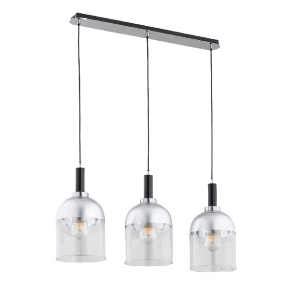 Lampadario moderno cromato lineare Vento 3 luci E27 Alfa