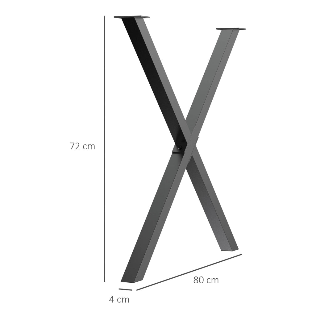 Set 2 Gambe Tavolo a X 80x4x72 cm in Acciaio Nero