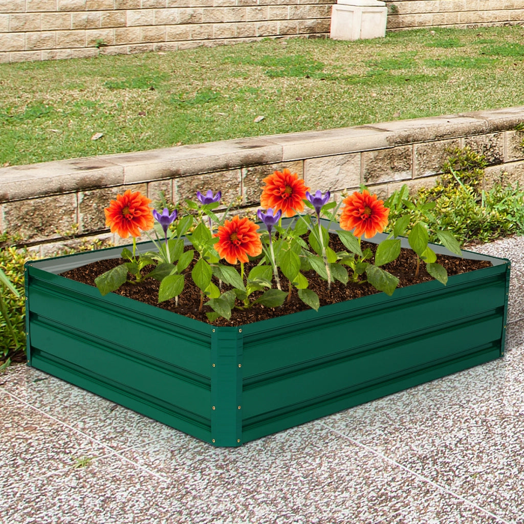Letto da giardino rialzato in acciaio fioriera in metallo, Telaio per letto da giardino in metallo da esterno Verde Scuro-Fioriere
