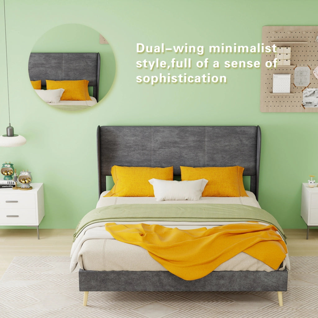 letto imbottito tessuto metallo grigio 140 x 200 cm
