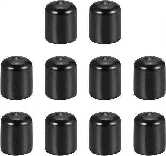 Set di 10 cappucci in gomma neri per viti da 20 mm, mobili e tubi