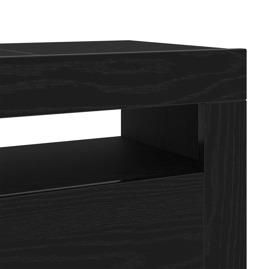 Mobile TV  con LED Rovere Nero 120x35x40 cm Legno ingegnerizzato