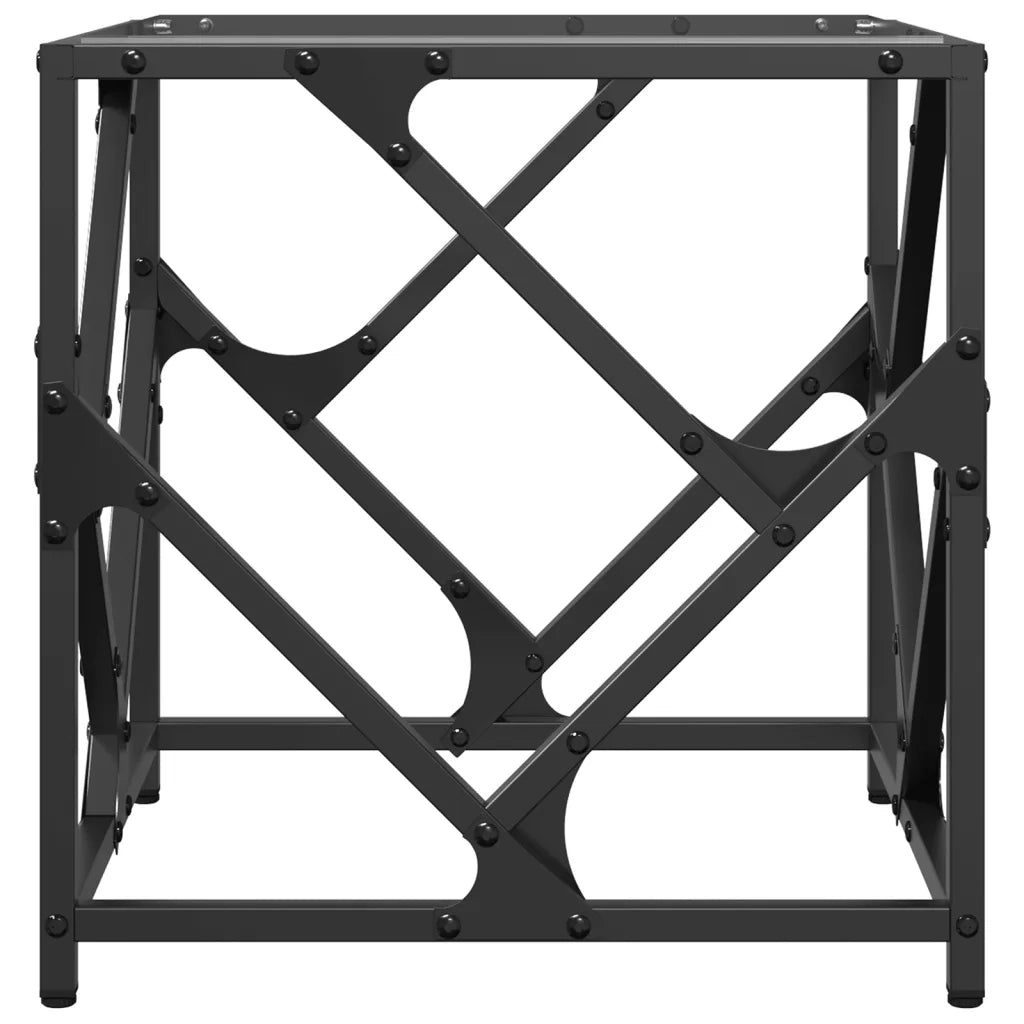 2 pz Tavolini da salotto | Tavolino da caff¨¨ | Tavolino da Soggiorno con Piano in Vetro Trasparente 40x40x41cm Acciaio