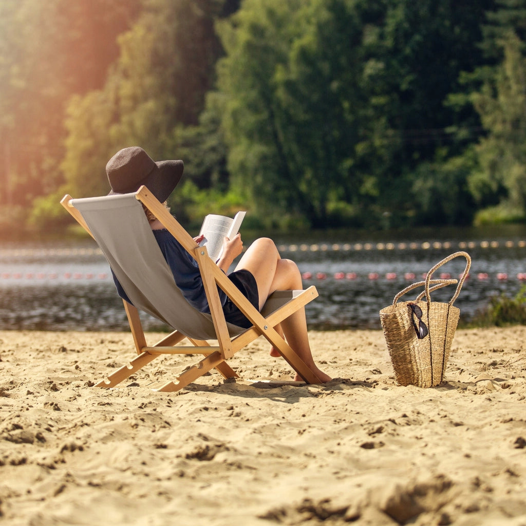 KADAX Lettini da giardino/spiaggia in legno pieghevoli, 2 pezzi, lucidati, di alta qualità