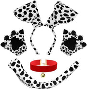 Costume da Dalmata con Orecchie da Cane, Coda e Collare per Festa di Halloween, Carnevale e Costume per Adulti e Bambini