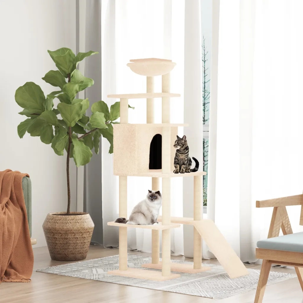 Albero per Gatti con Tiragraffi in Sisal Crema 166 cm cod mxl 15186
