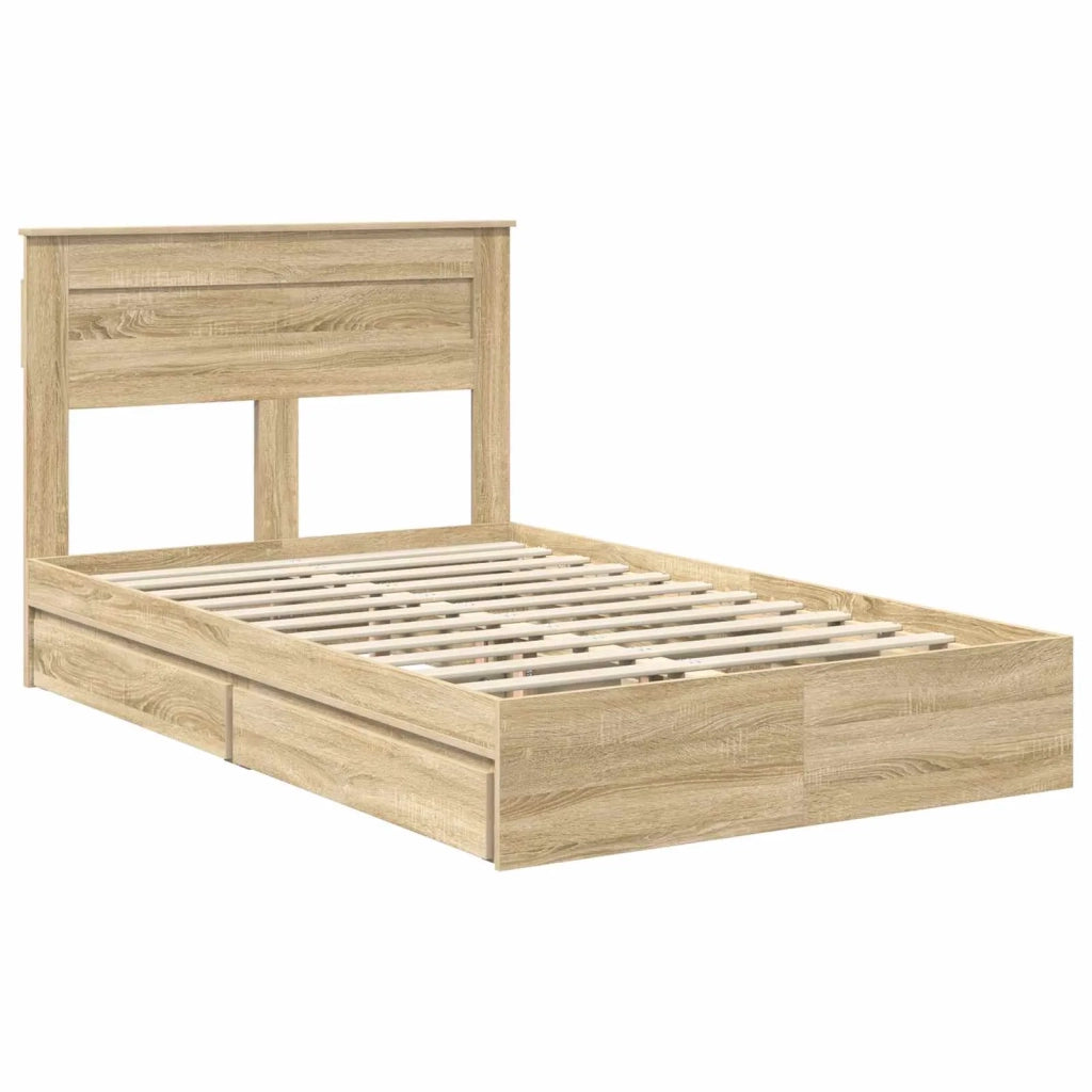 Letto con Contenitore con testiera Rovere Sonoma 135 x 190 cm 3409919