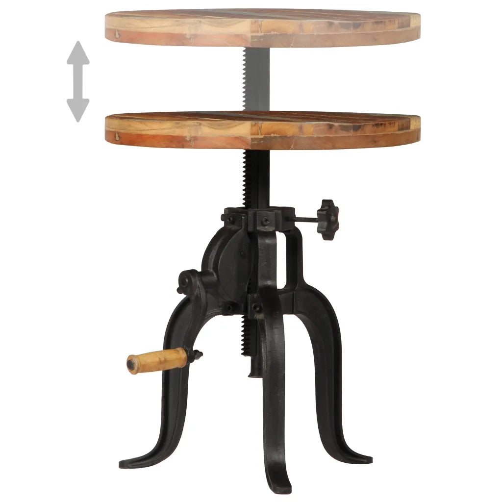 Tavolino-Tavolino da soggiorno-Tavolo 45x(45-62) cm in Legno Massello di Recupero e Ghisa