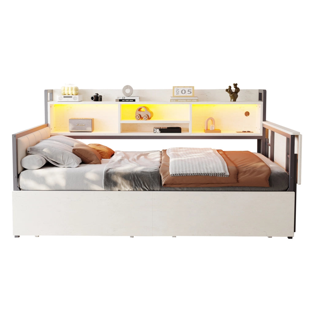 Sofabett con funzione letto LED e contenitore metallo 90x200 cm