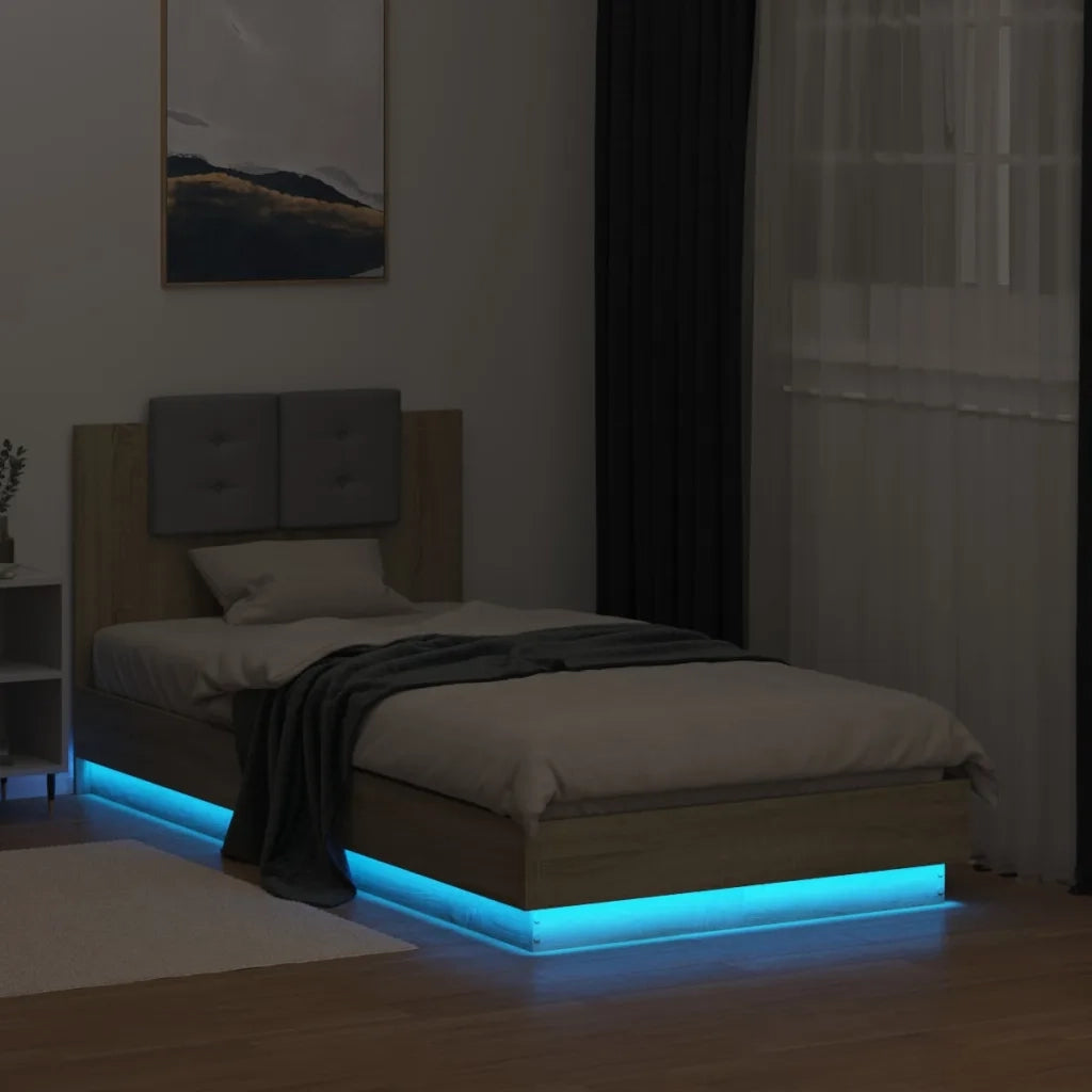 Giroletto con Testiera e LED Rovere Sonoma 90x190 cm 3210061