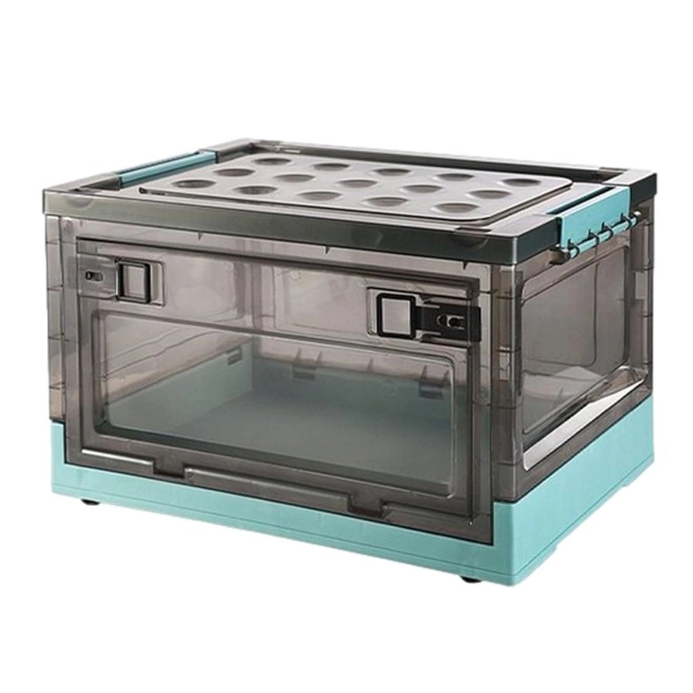 Trade Shop - Scatola Contenitore Di Stoccaggio Pieghevole Salvaspazio Con Ruote 40x28x24 Cm -