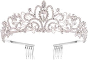 Diadema di cristallo - Corona da principessa per il matrimonio - Tiara per la sposa - Doccia di gala per la sposa - Costume da Halloween - Argento - Unico modello metallico