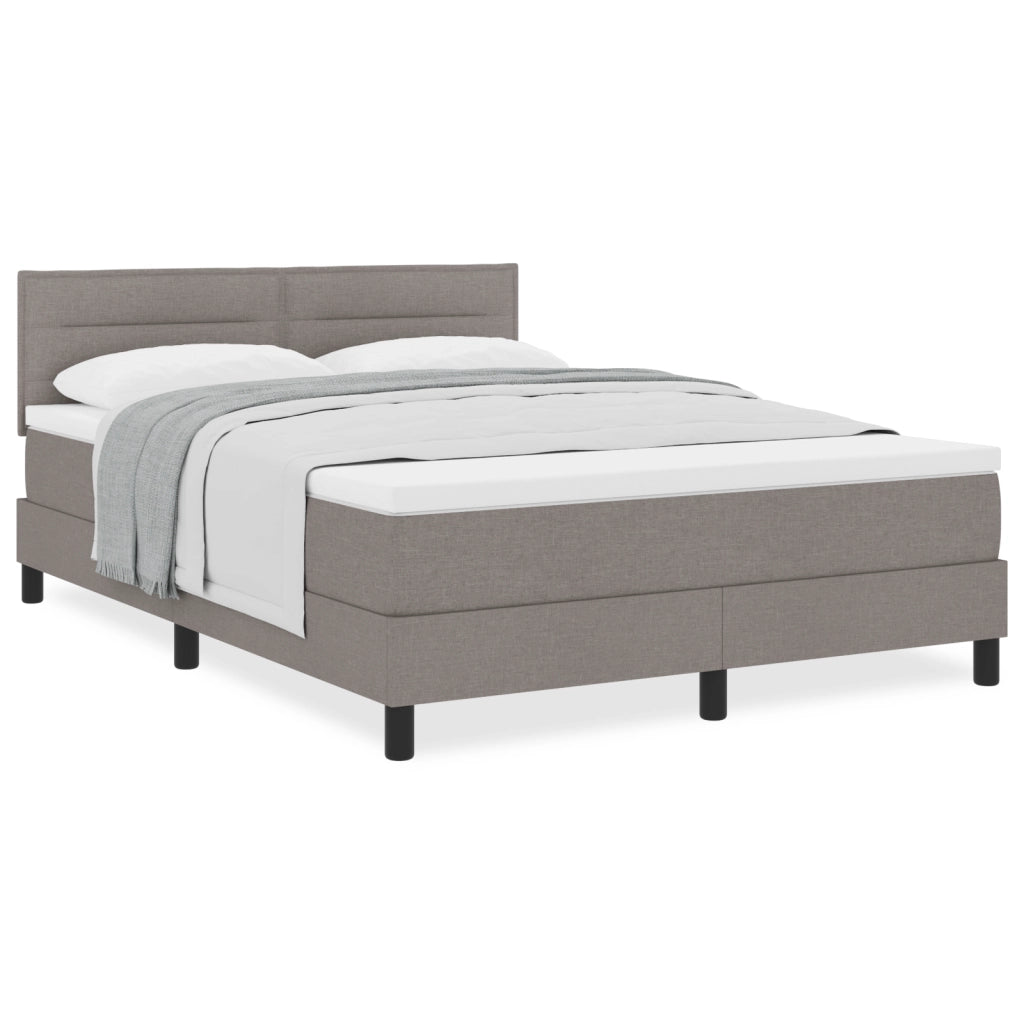 Letto con Box Spring di con Materasso Taupe 140x190 cm in Tessuto