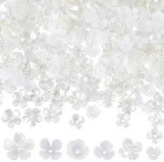 Accessori per gioielli - 600 pezzi - Spacer - Accessori per gioielli in acrilico - Bianchi - Assortimento foglie - Accessori per gioielli in spacer