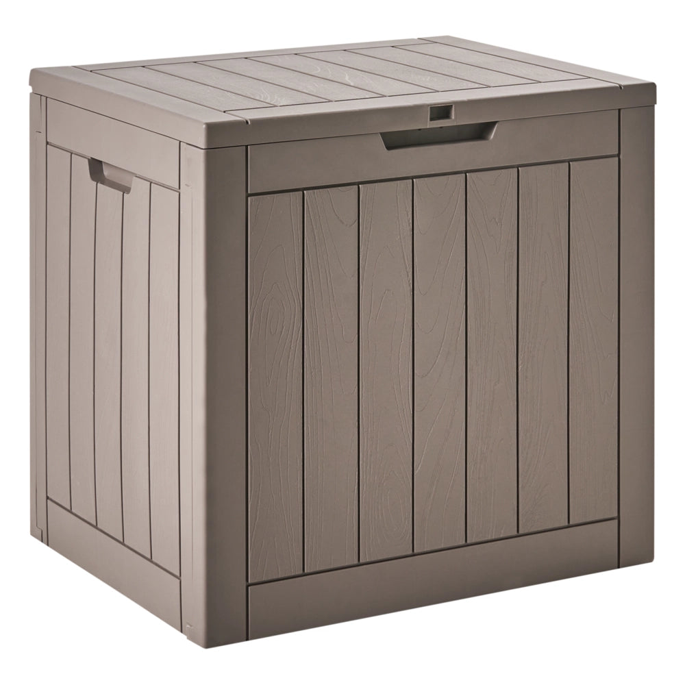 Panca da giardino in plastica marrone per esterni 116 x 60 cm con maniglie e rotelle Cassetta porta attrezzi da esterno