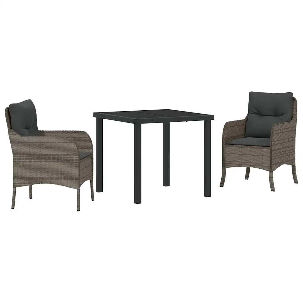 Set da Pranzo per Giardino con cuscino 3 pcs Grigio polyrattan 3380162