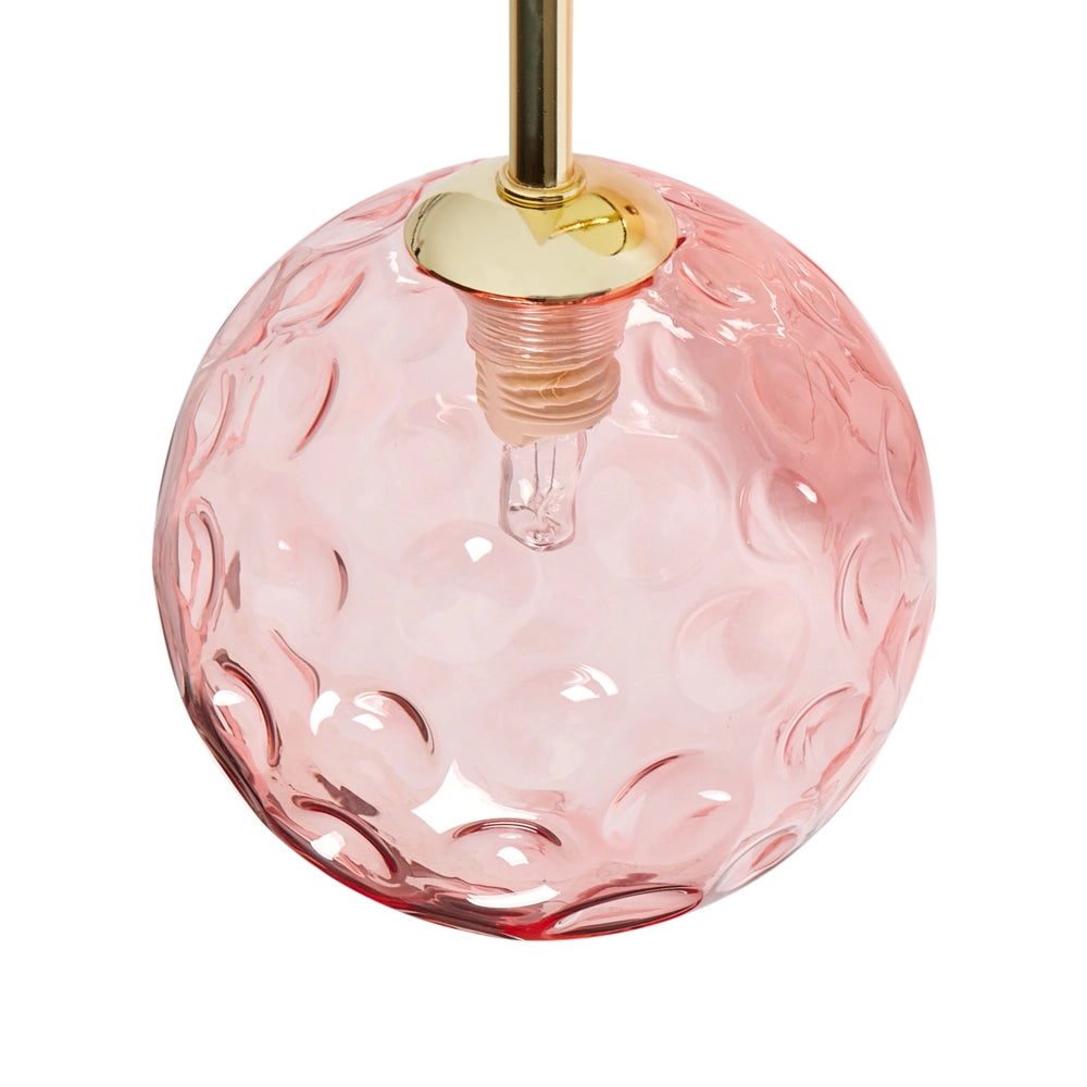 Set di 2 lampade da parete con paralume in vetro rosa e metallo dorato stile Industriale moderno