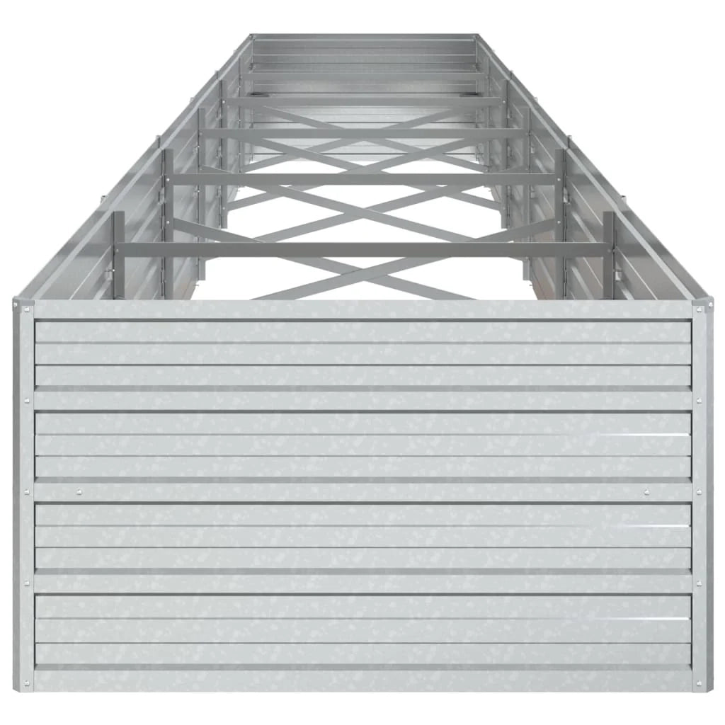Fioriera rialzata per piante fiori patio giardino 480 x 80 x 45 cm acciaio zincato argento 02_0039452