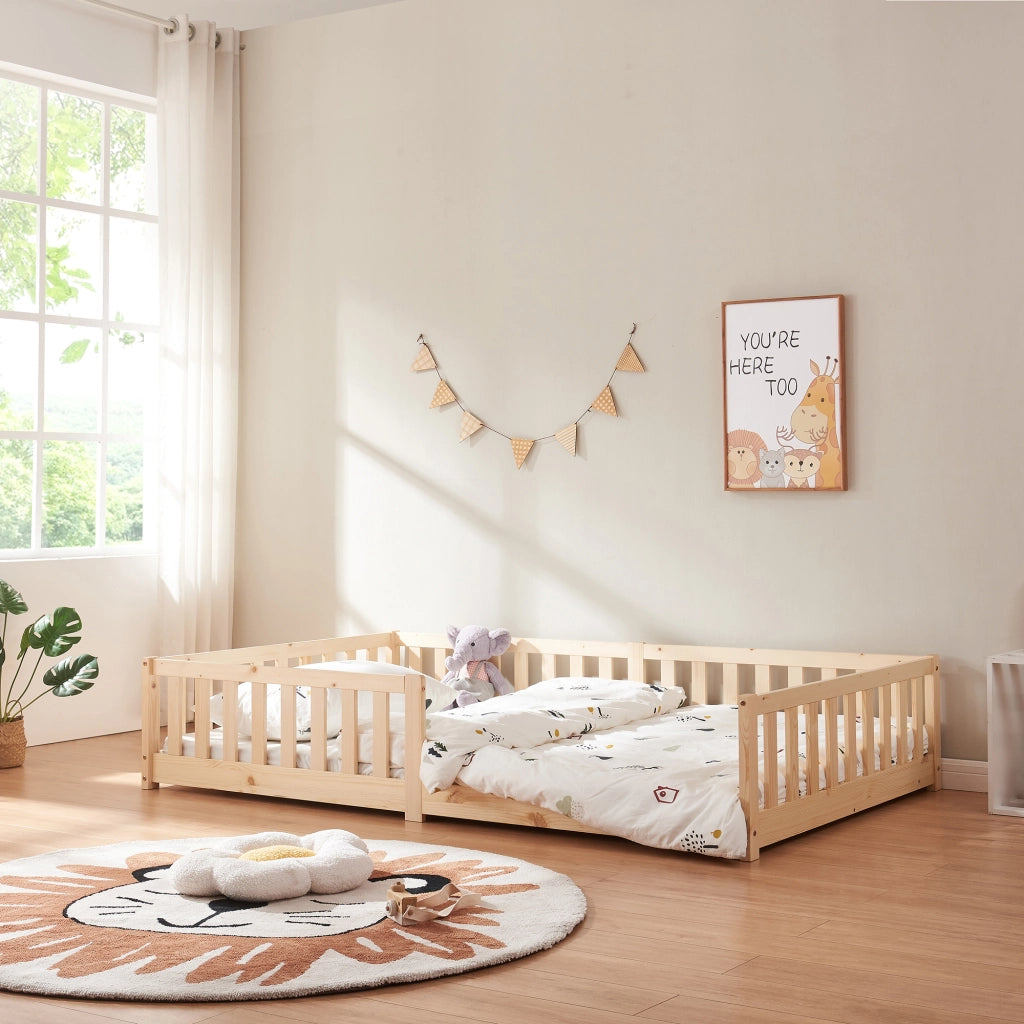 Letto Montessori per Cameretta Tanna in Legno di Pino 120 x 200 cm - Naturale [en.casa]