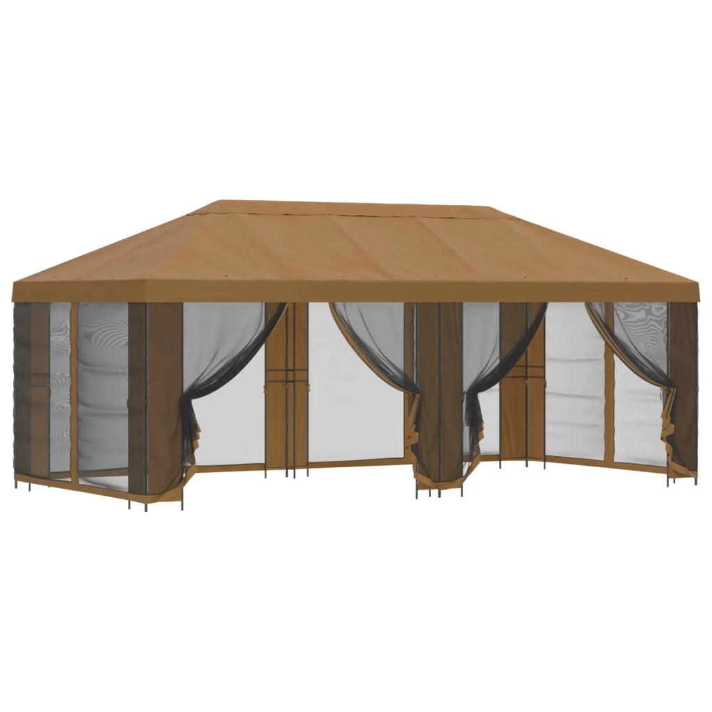 Gazebo con pareti laterali 6 x 3 m Beige Poliestere e Acciaio 3376019