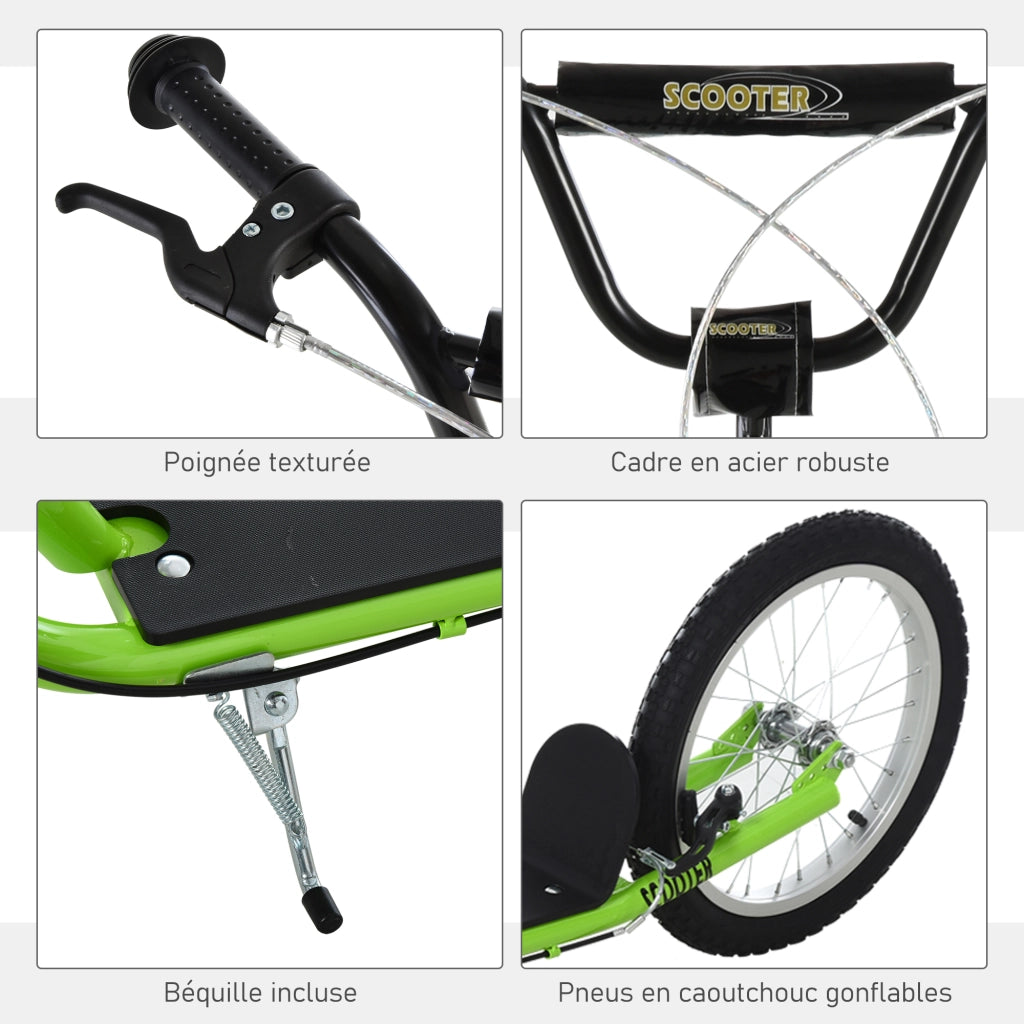 Trottinette per Bambini ¨C zephmum ¨C Verde, Acciaio, Grandi Pneus