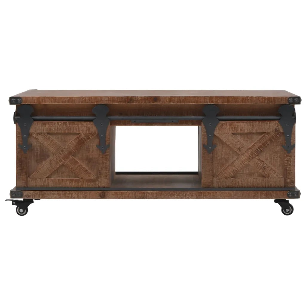 Tavolino da CaffÃ¨ in Legno Massello di Abete 91x51x38cm Marrone cod mxl 12027