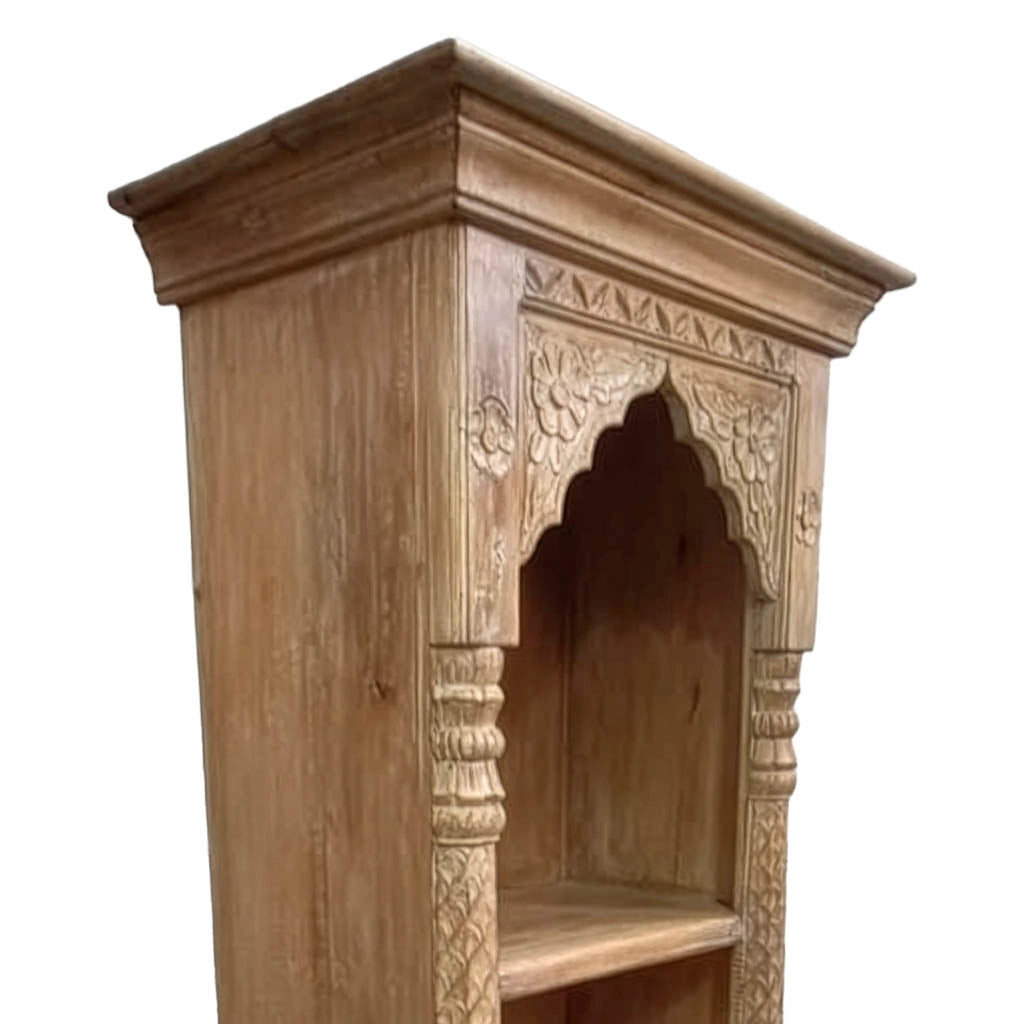Libreria in legno con finitura artigianale marrone, 57x38x180h cm