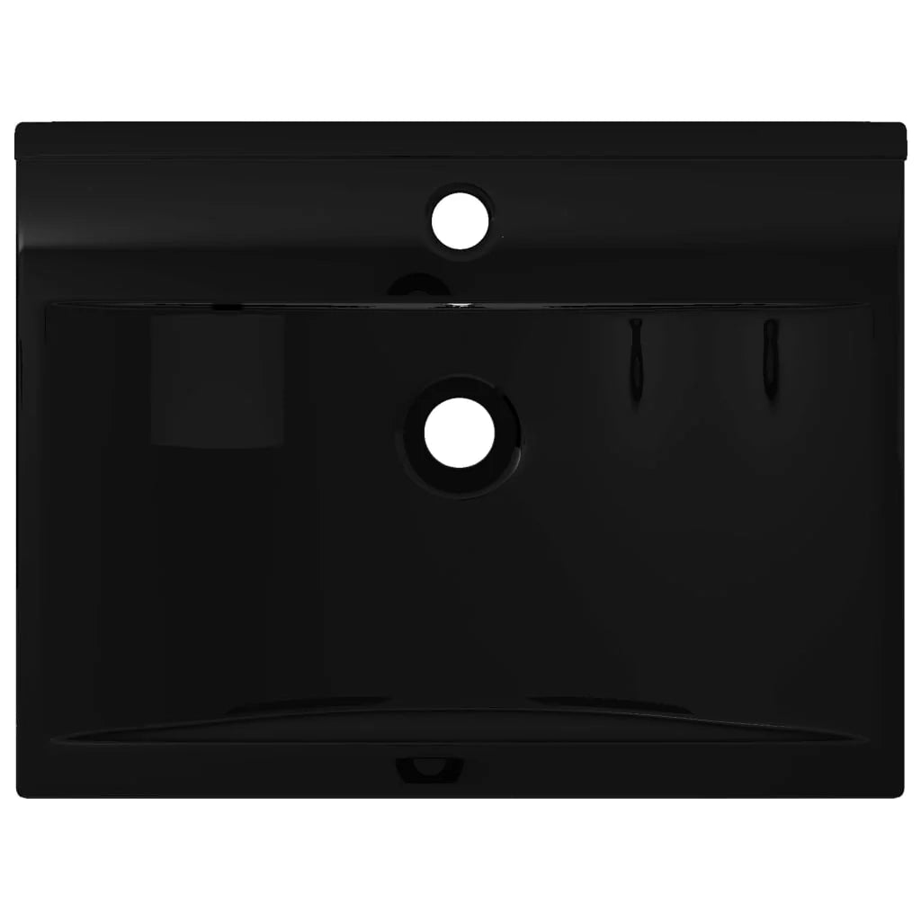 Lavabo da appoggio con foro per rubinetto 60 x 46 cm ceramica nera 02_0002487