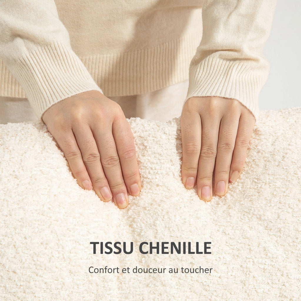 Divano 2 posti 120 cm ¨C Xylo ¨C tessuto chenille beige con cuscini schienale removibili