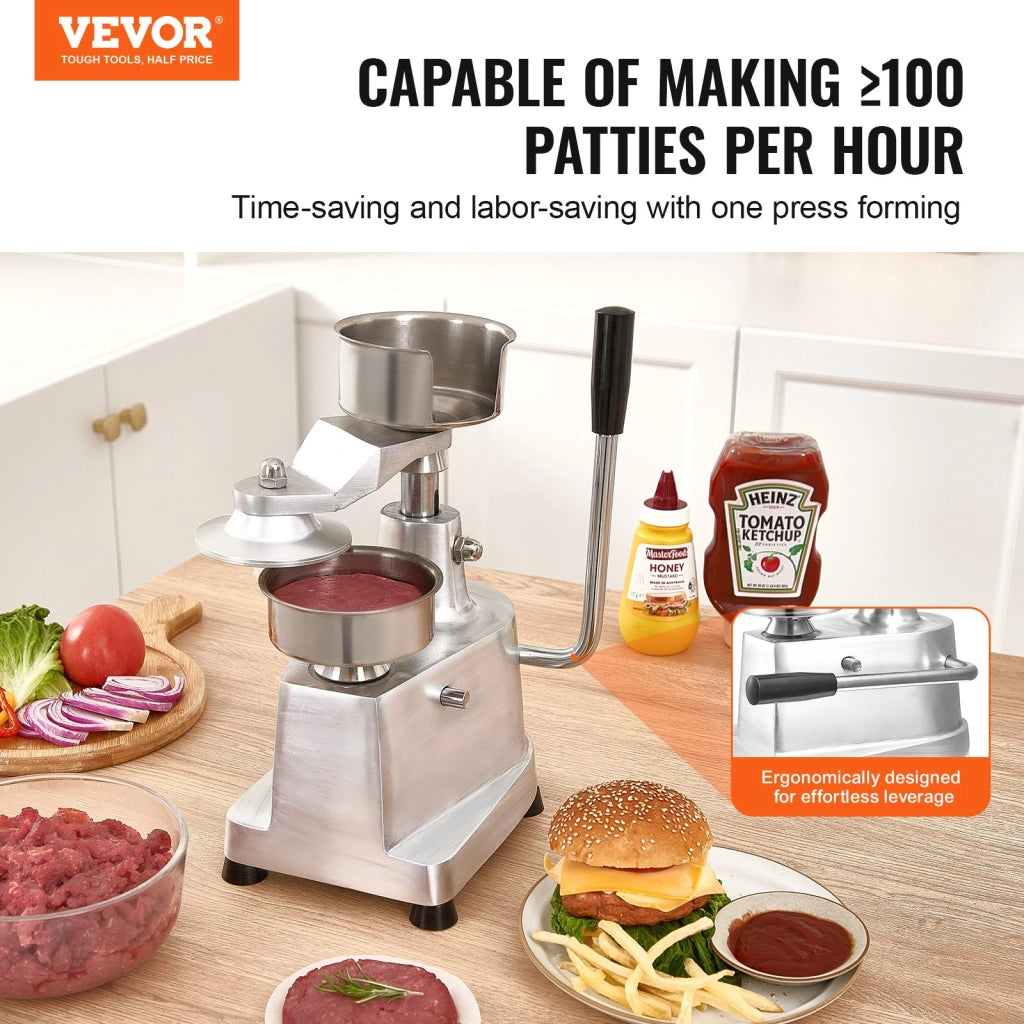 Pressa per Hamburger Manuale 100mm in Acciaio Inox SUS304 con 1000 Fogli di Carta Macchina Formatura Carne Robusta per Casa e Ristorazione