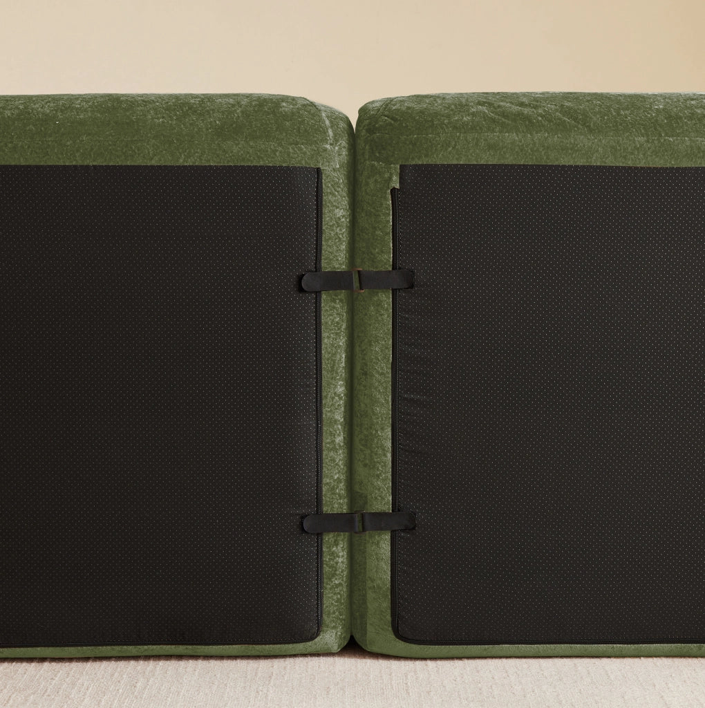 Divano modulare senza struttura in ciniglia verde 204×171×76 cm