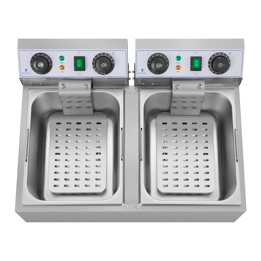 Friggitrice elettrica professionale per ristoranti 2 x 10 litri timer 14_0001785