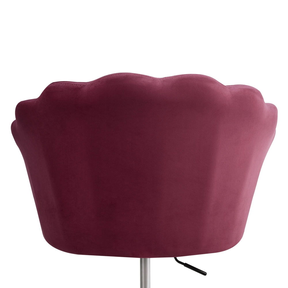 Sedia da ufficio in velluto di colore bordeaux con base girevole altezza regolabile elegante moderna