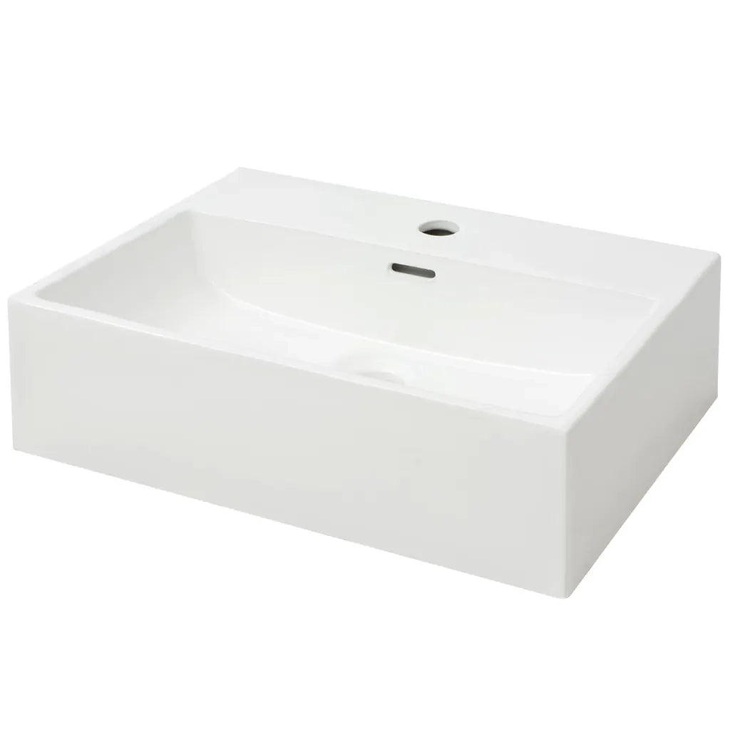 Lavandino con Foro Rubinetto in Ceramica Bianca 51,5x38,5x15 cm 142346