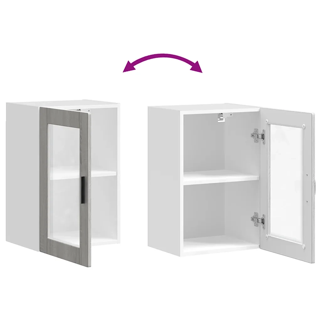 Pensile da Cucina con Porta in Vetro Porto Grigio Sonoma 854013