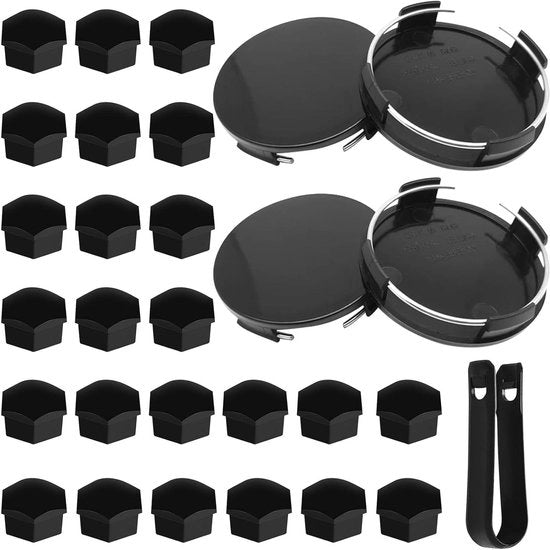Set di coprimozzi con 4 coprimozzi e 24 coprimozzi per ruote - 60 mm e 17 mm - Coprimozzi in ABS per copertura ruota - Per auto ruote