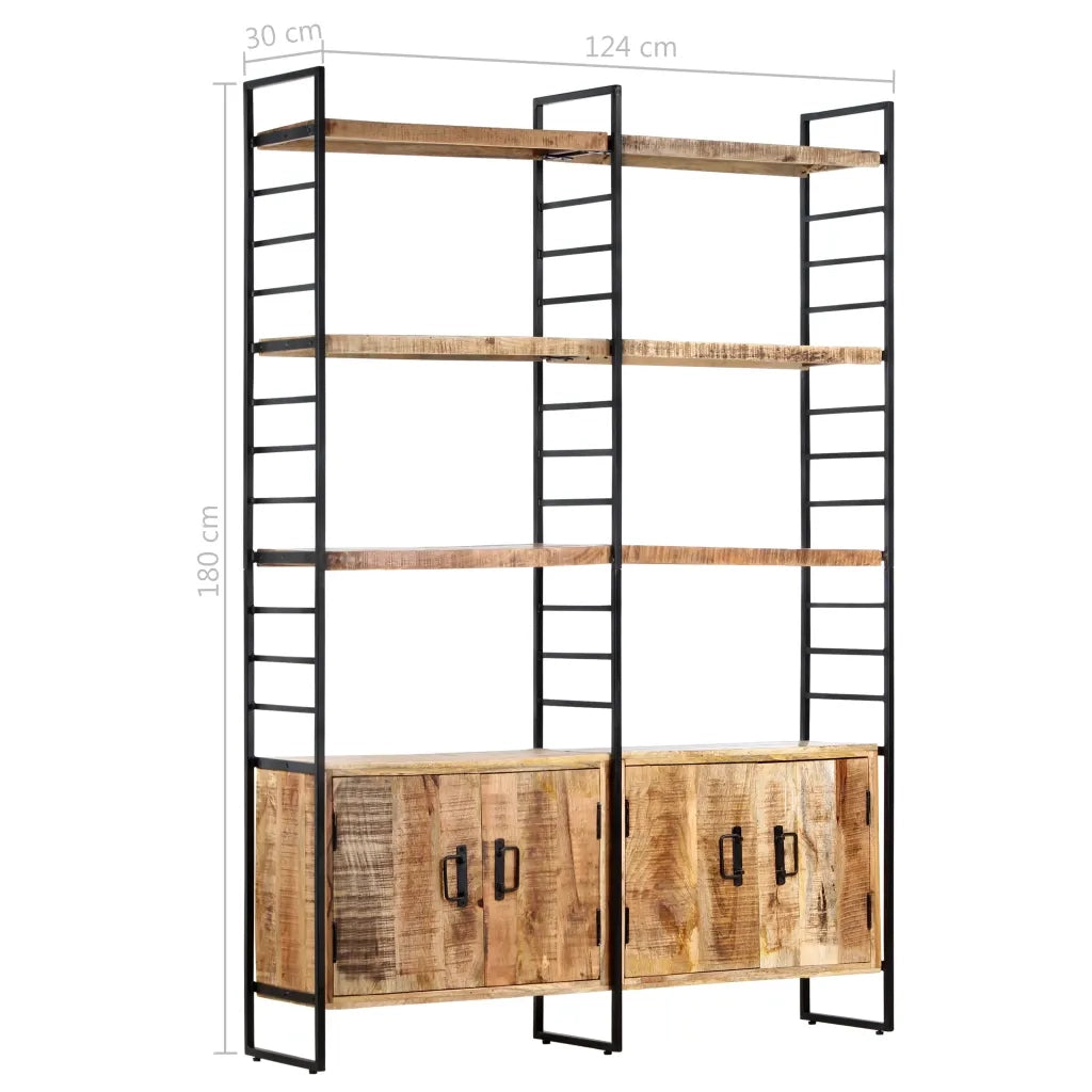 Libreria a 4 Livelli Legno di Mango Grezzo 124x30x180 cm