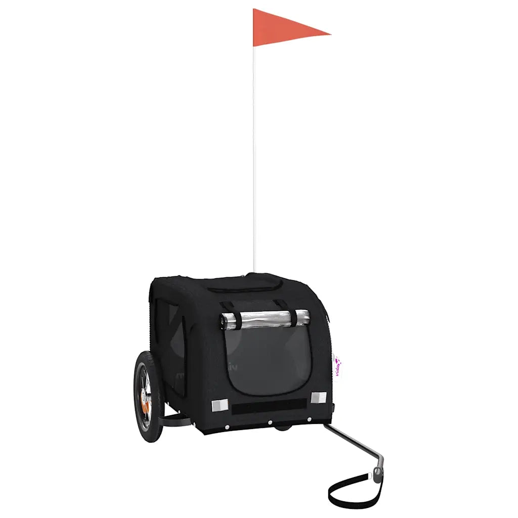 Rimorchio da Bici per Animali Nero Oxford e Ferro CFW3870653