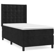 Letto singolo | Letto per adulti | Giroletto a Molle con Materasso Nero 90x200 cm in Velluto