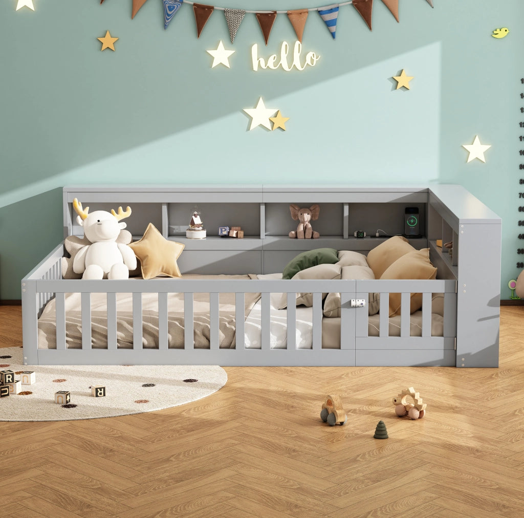 Daybed 140x190 cm con presa e USB; vano contenitore; in truciolato e MDF grigio