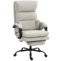 Sedia da ufficio, regolabile in altezza con supporto lombare, braccioli, poggiapiedi, in similpelle, Grigio chiaro
