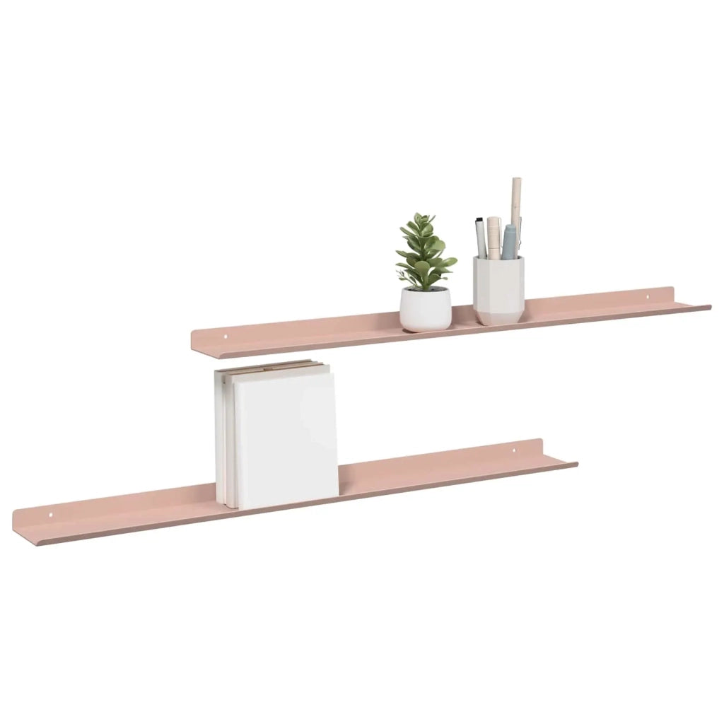 Mensola sospesa A parete 2 pcs Rosa 80 x 9 x 2,5 cm Acciaio