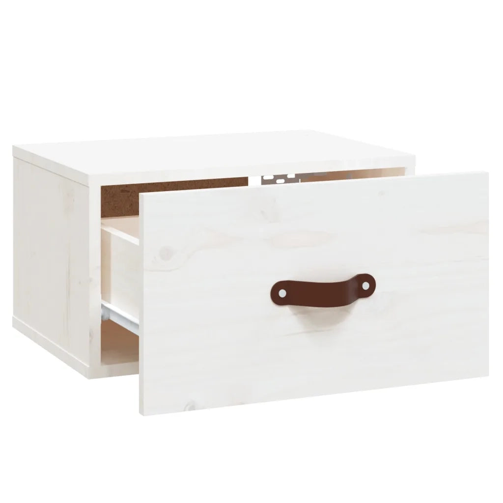 Comodino a Muro-Tavolino da notte sospeso Bianco 40x29,5x22 cm