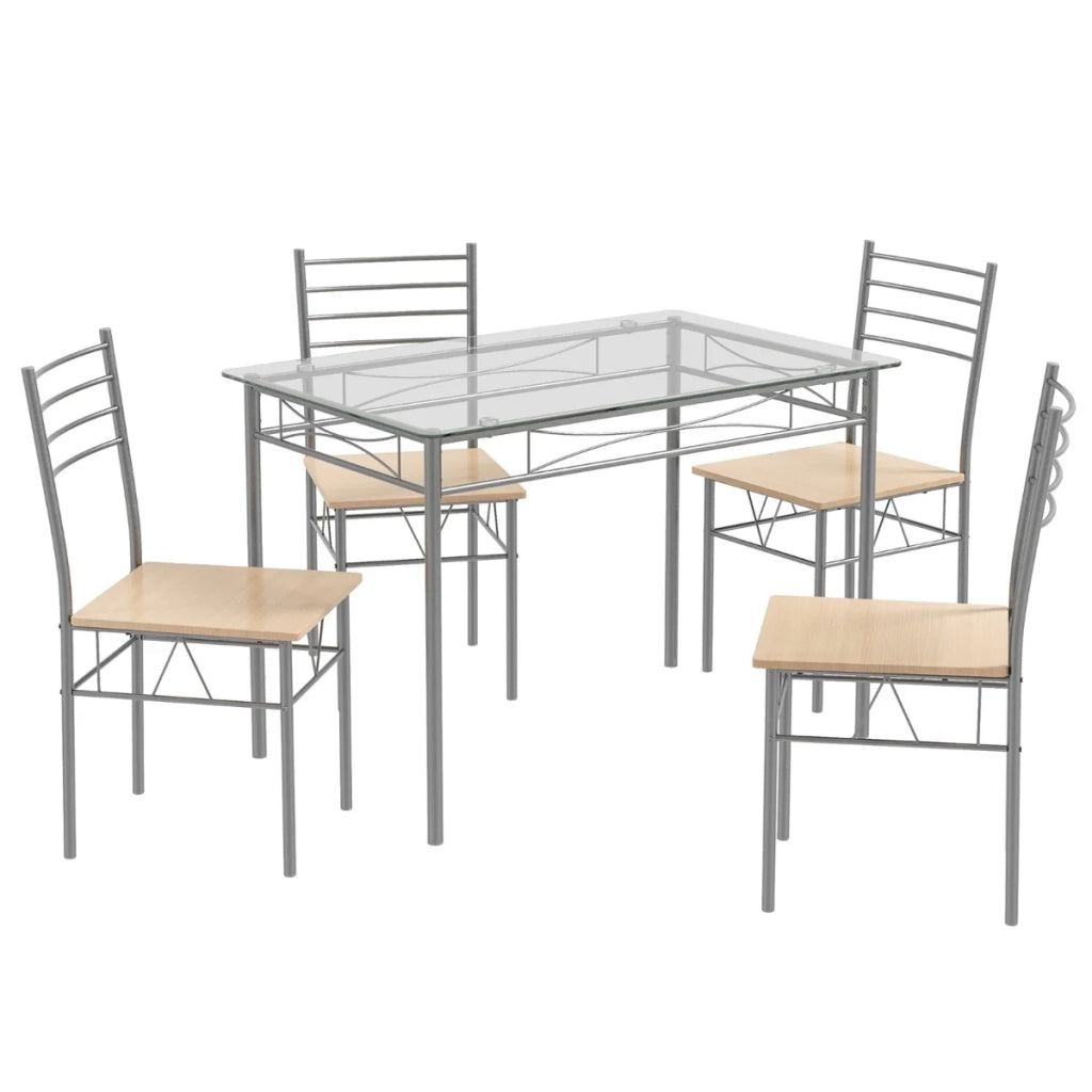Set composto da tavolo da pranzo e 4 sedie 107 x 70 x 76 cm comfort ottimale design moderno in vetro temperato e metallo 20_0020792