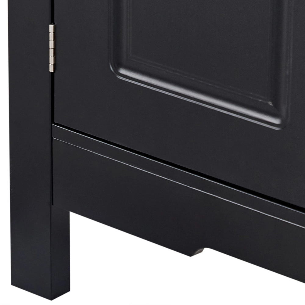 Credenza in MDF nero con frontali in vetro 2 ripiani ad anta cassetto portabottiglie credenza in stile mediterraneo corridoio