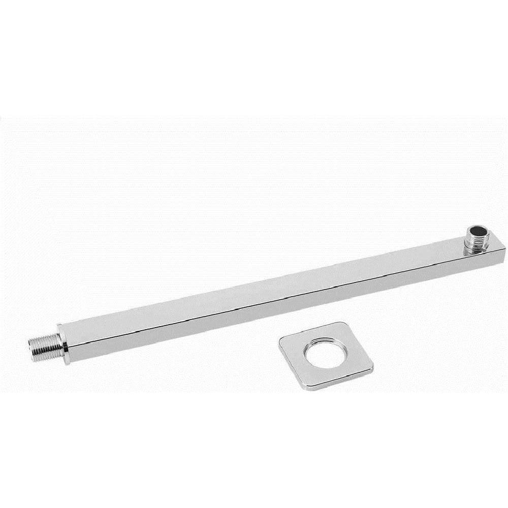 Trade Shop - Braccio Per Soffione Doccia Quadrato In Ottone Cromato Completo Di Rosone 35cm -
